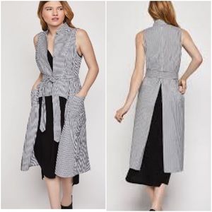Railroad Striped Long Vest